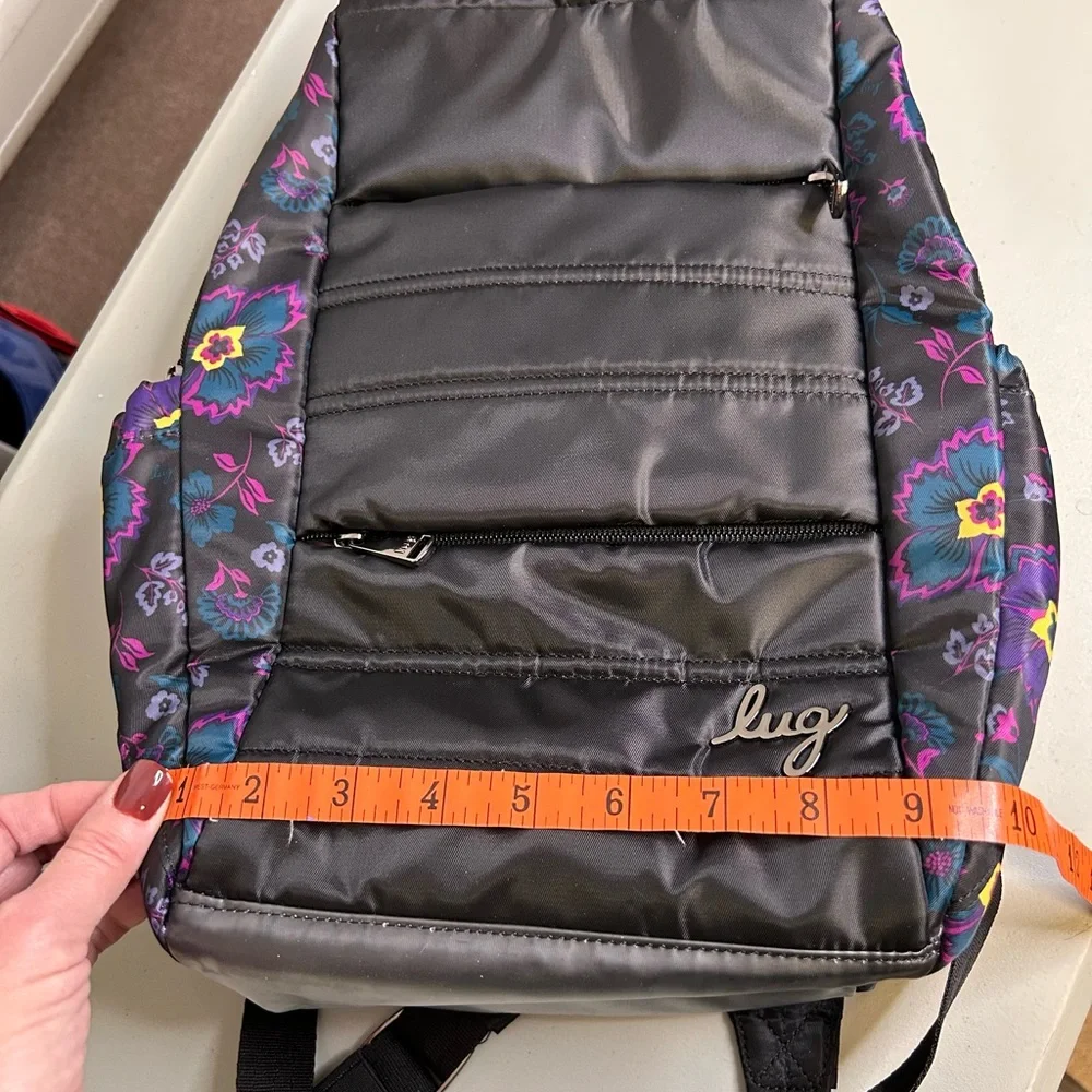 Lug Color Blocked Black and Purple Floral Women's Hopper Backpack - Picture 10 of 13